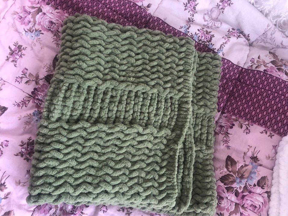 Pastel Yeşil Örgü Çocuk Battaniyesi - Görsel 5