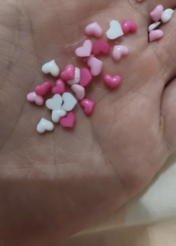 25 Adet Pembe, Beyaz Kalp Tırnak Süsleri - Görsel 3