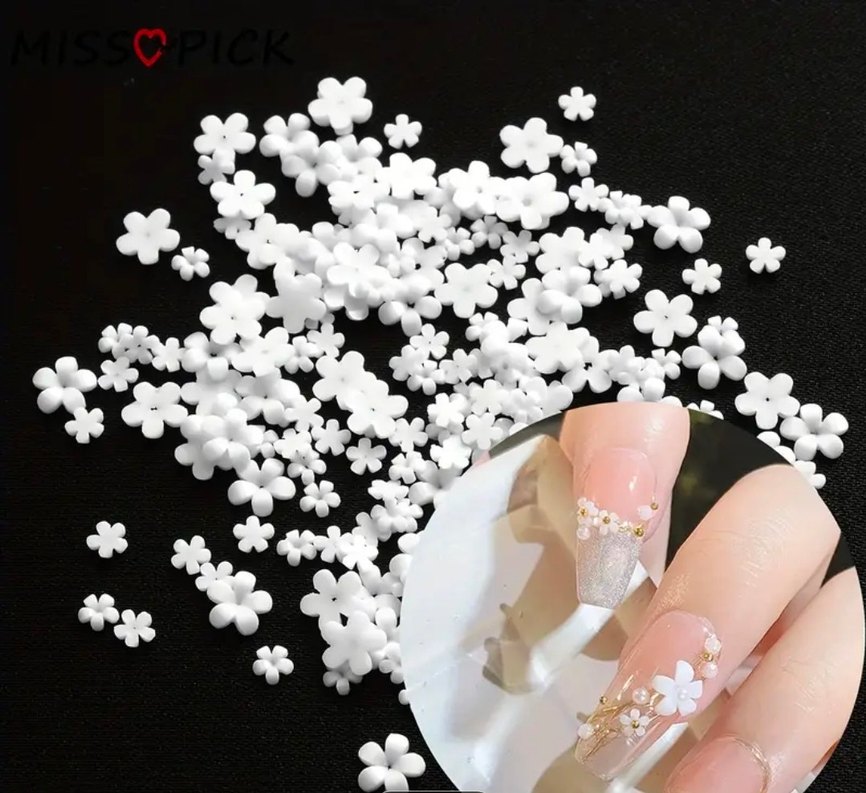 Renkli Mavi Tırnak Süsleri Çiçek Desenli - Görsel 2