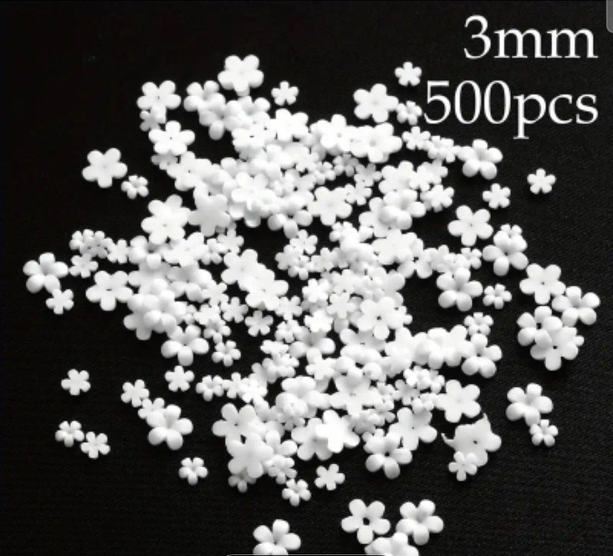 Beyaz Pastel Tırnak Süsleme Çiçekleri - Görsel 2