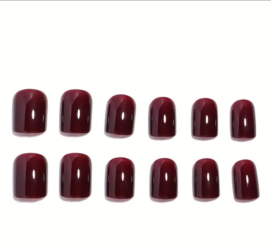 24'lu Bordo Kisa Takma Tirnak - Görsel 2