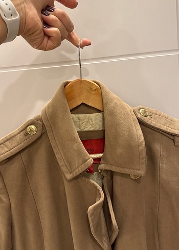 Mango S beden Bej Süet Midi Kadın Klasik Ceket - Görsel 4