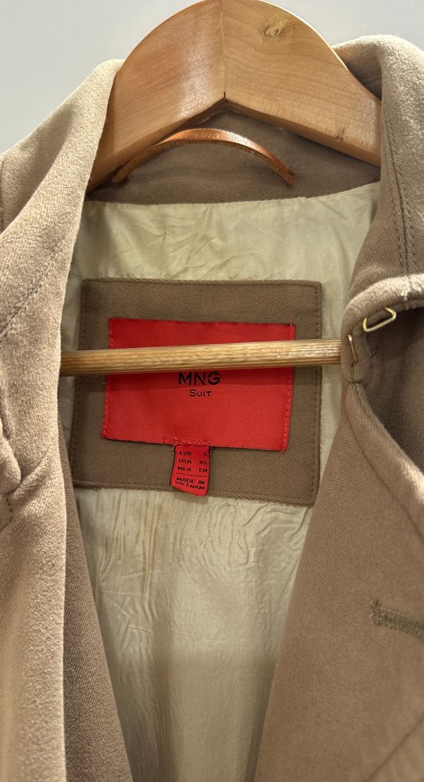 Mango S beden Bej Süet Midi Kadın Klasik Ceket - Görsel 5