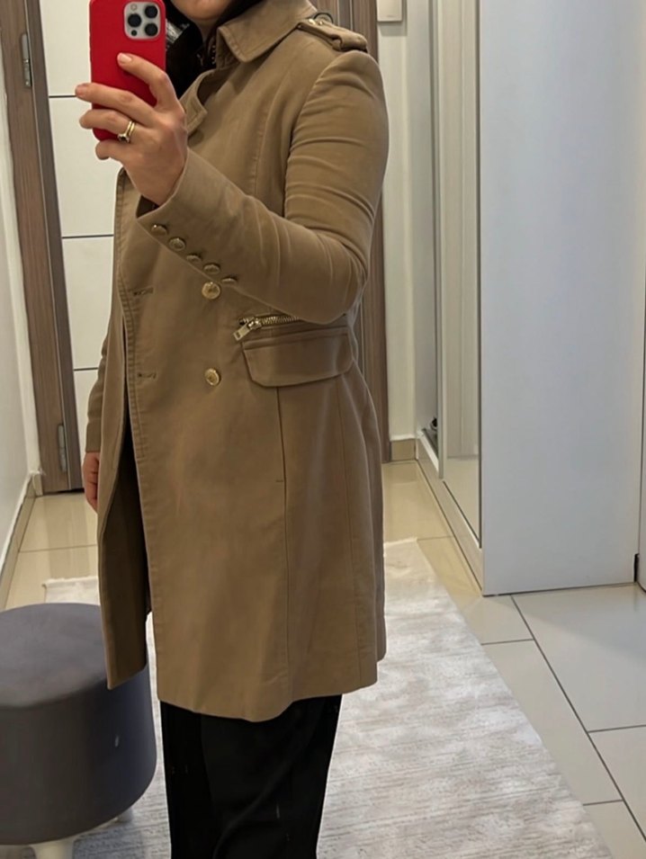 Mango S beden Bej Süet Midi Kadın Klasik Ceket - Görsel 2