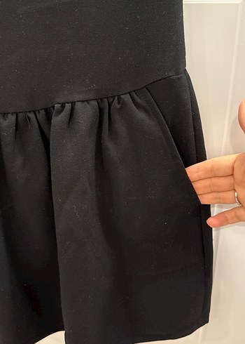 Siyah Midi Kolsuz cepli Kadın Elbise - Görsel 3