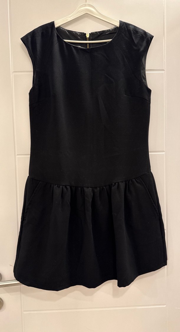 Siyah Midi Kolsuz cepli Kadın Elbise - Görsel 2