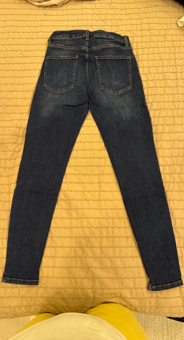 İnci İşlemeli Mavi Kadın Kot Pantolon - Görsel 4