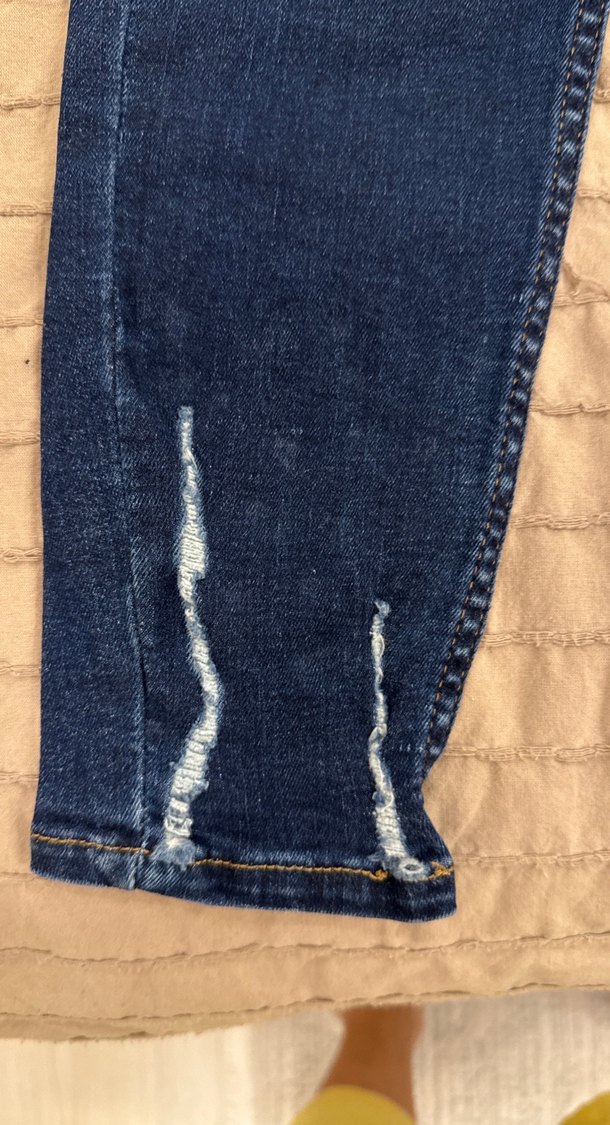 İnci İşlemeli Mavi Kadın Kot Pantolon - Görsel 3