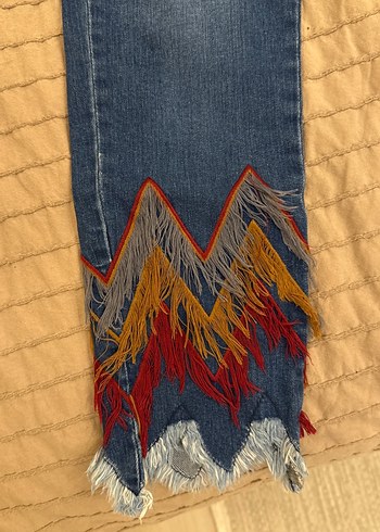 Nakışlı Bohem Kadın Denim Pantolon 29/32 beden - Görsel 2