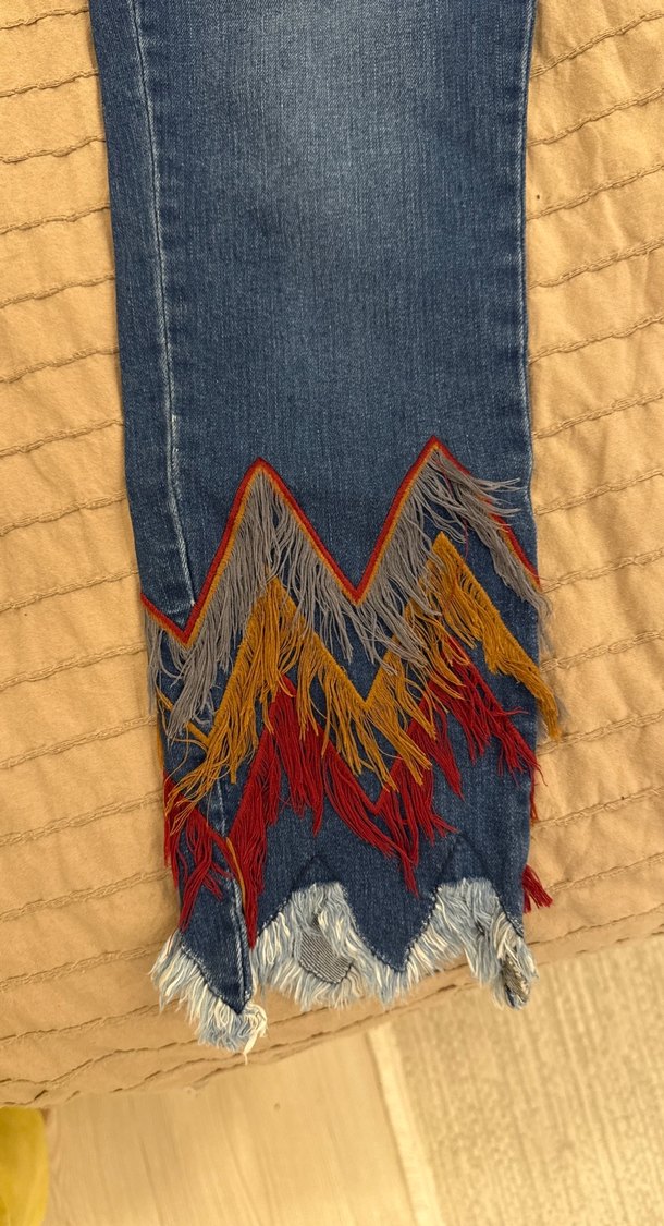 Nakışlı Bohem Kadın Denim Pantolon 29/32 beden - Görsel 2