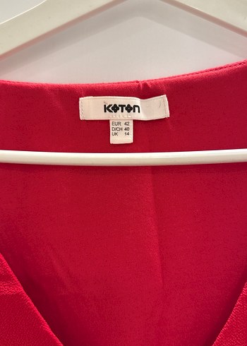 Kırmızı V Yakalı Salaş Midi Elbise - Görsel 4