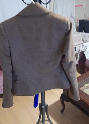 Bej Kadın Düğmeli Yün Blazer - Görsel 3