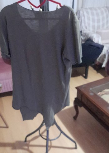 Gri Keten Salaş Hamile Tişörtü - Görsel 2