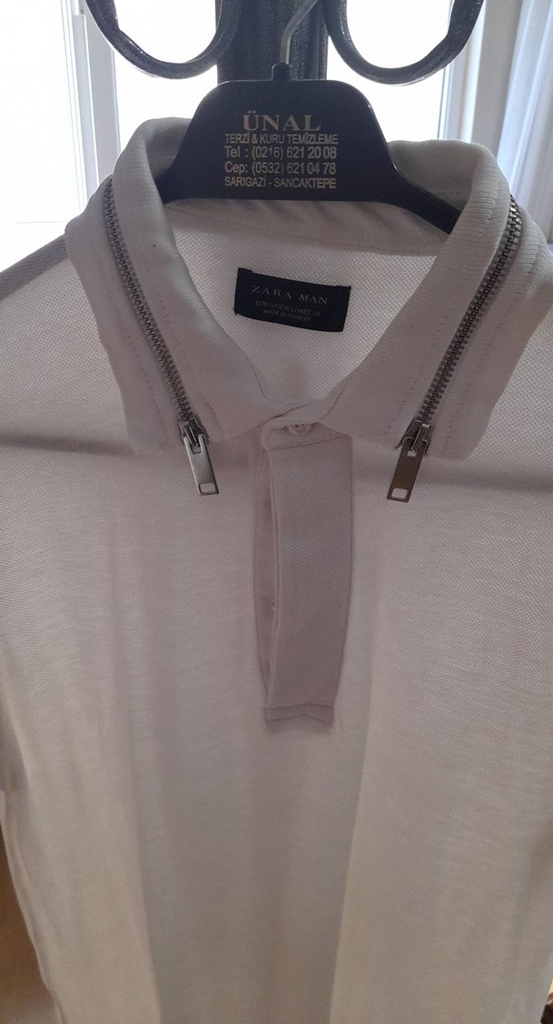 Erkek Beyaz Kemerli Polo Tişört - Görsel 2