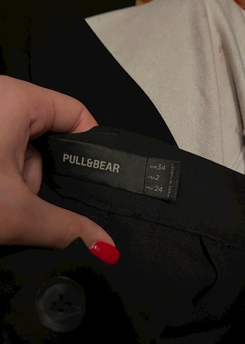 Düğmeli Siyah Kadın Kumaş Pantolon pullbear - Görsel 3