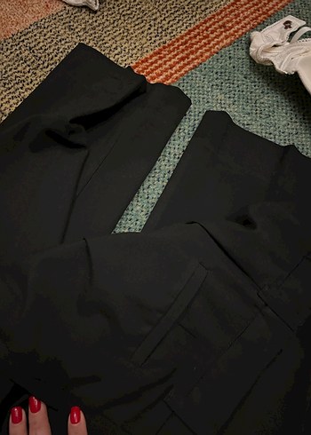 Düğmeli Siyah Kadın Kumaş Pantolon pullbear - Görsel 2