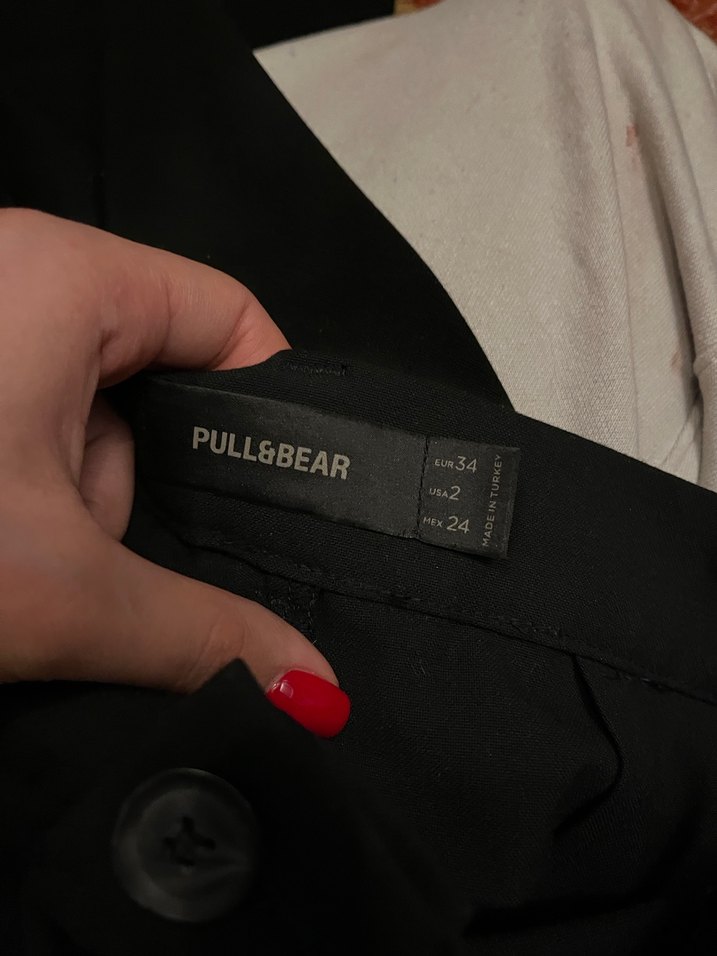 Düğmeli Siyah Kadın Kumaş Pantolon pullbear - Görsel 3