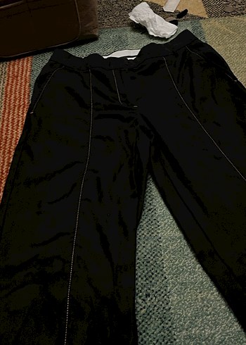Dikiş Detaylı siyah kumaş Pantolon zara vintage y2k düşük bel - Görsel 2