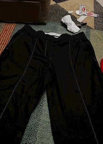 Dikiş Detaylı siyah kumaş Pantolon zara vintage y2k düşük bel - Görsel 3