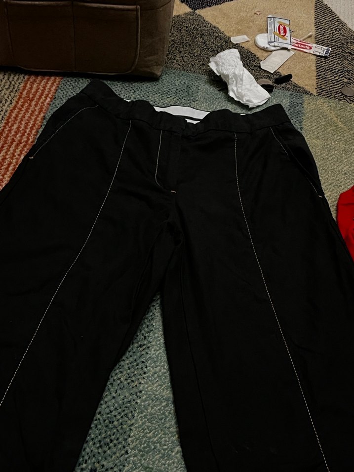Dikiş Detaylı siyah kumaş Pantolon zara vintage y2k düşük bel - Görsel 3