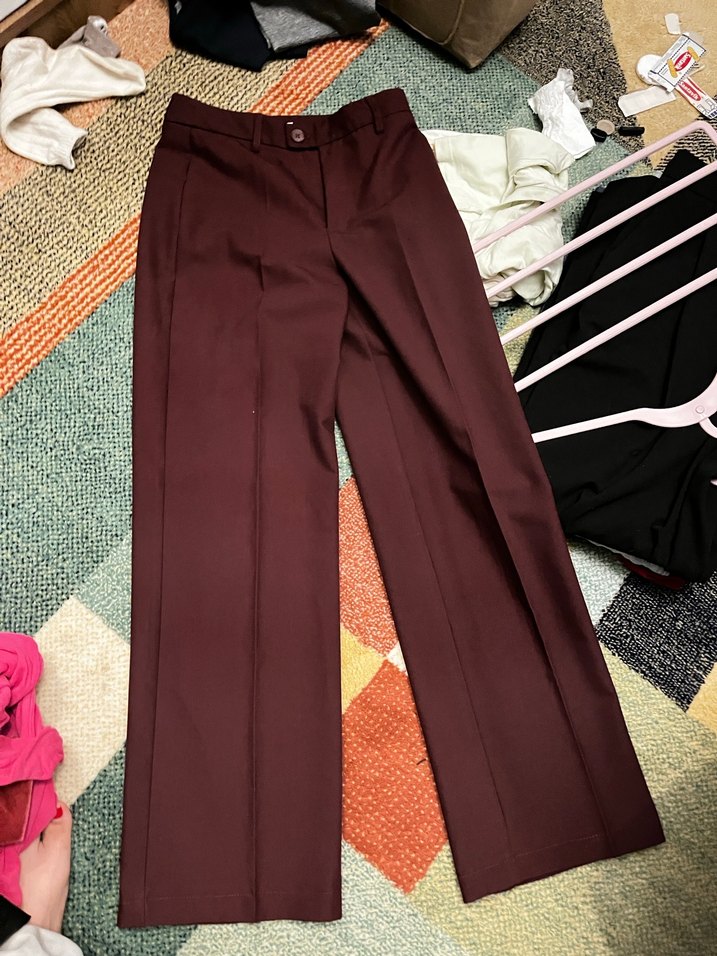 Bordo Kadın Kumaş Pantolon Pilili stradivarius - Görsel 2