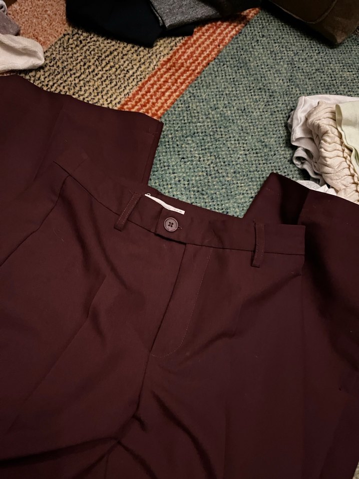 Bordo Kadın Kumaş Pantolon Pilili stradivarius - Görsel 4