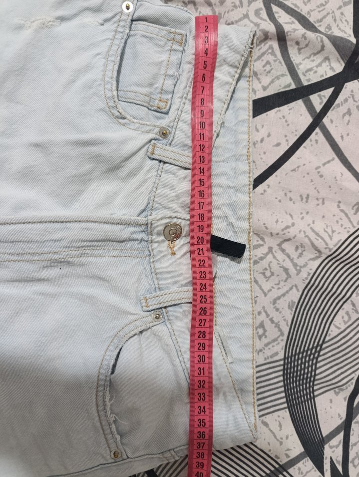 Beyaz Kadın Bol Kesim Yırtık Kot Pantolon - Görsel 4