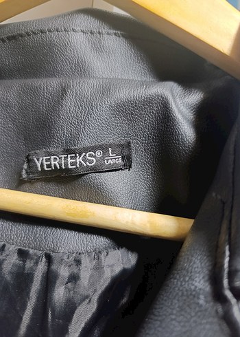 Gri Deri Biker Ceket Düğmeli V Yakalı - Görsel 2