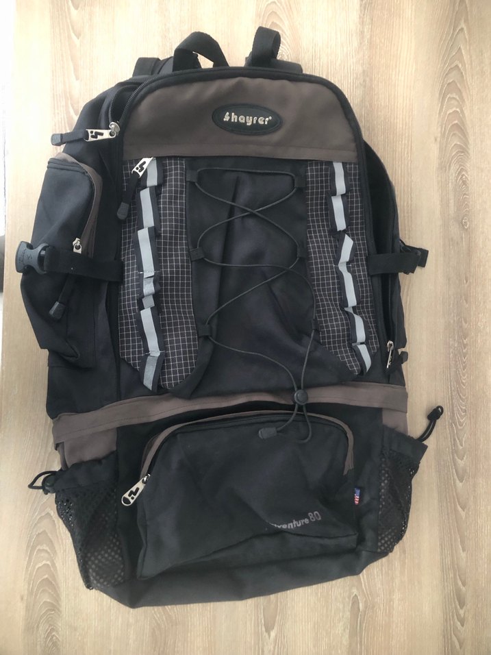 Siyah Erkek Sırt Çantası, Tokalı, Biker Tarzı - Görsel 2