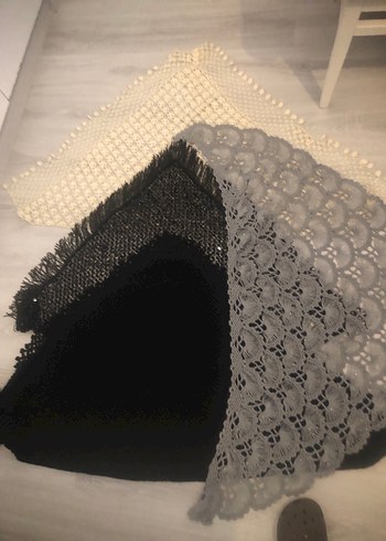 Siyah Örgü Bohem Kadın Şal - Görsel 2