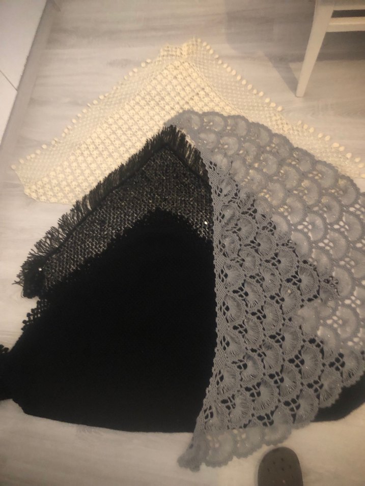 Siyah Örgü Bohem Kadın Şal - Görsel 2