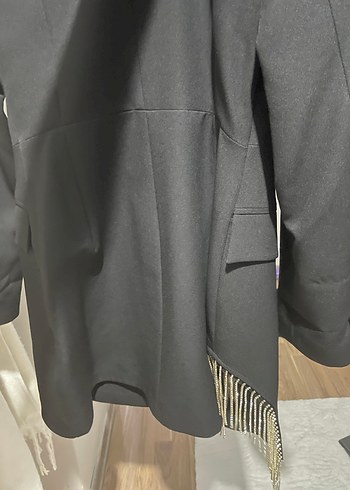 Düğmeli Siyah Kadın Ceket Elbise - Görsel 2