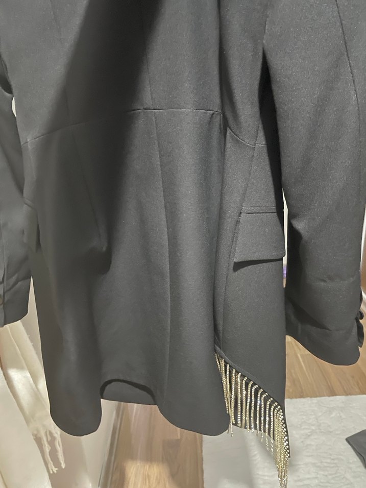 Düğmeli Siyah Kadın Ceket Elbise - Görsel 2