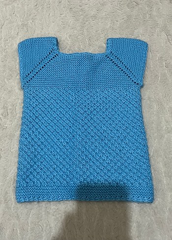 Mavi Erkek Çocuk bebek Örgü Yelek - Görsel 2