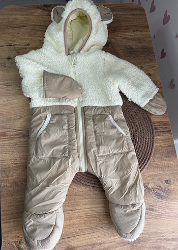 Yenidoğan welsoft patikli mont -Unisex Kürklü Bebek Tulumu 0-6 - Görsel 6