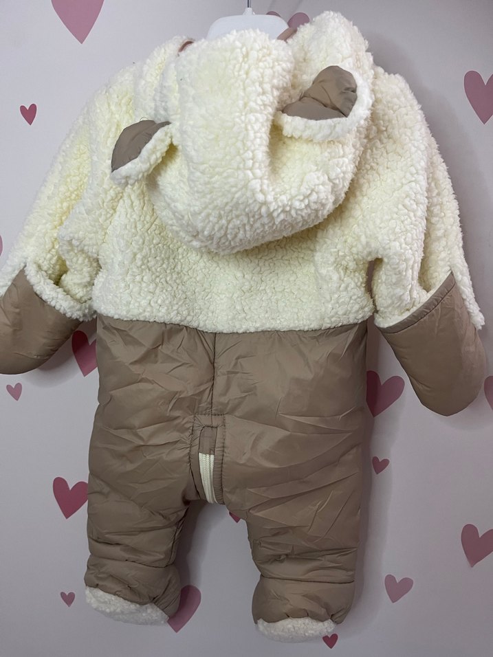 Yenidoğan welsoft patikli mont -Unisex Kürklü Bebek Tulumu 0-6 - Görsel 3