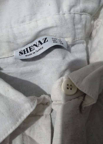 Düğmeli Beyaz Keten Kadın Tulum - Görsel 4