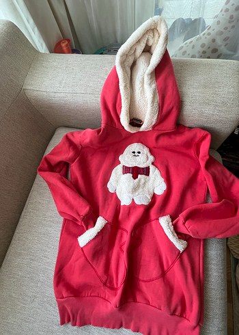 Kırmızı Nakışlı Kadın Sweatshirt - Görsel 3