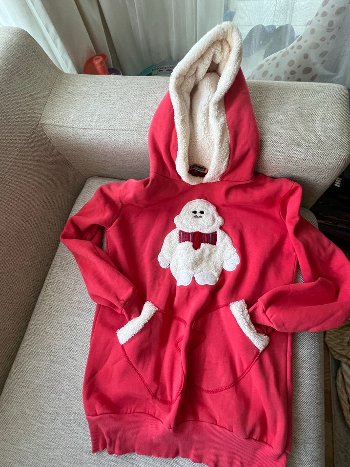 Kırmızı Nakışlı Kadın Sweatshirt - Görsel 3