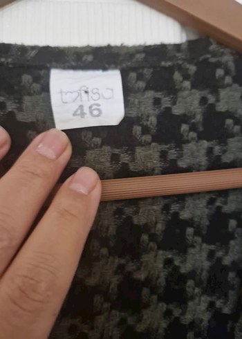 Yeşil siyah Yün Kadın Hırka - Görsel 3