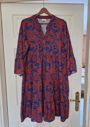 Koyu Mavi Bohem Uzun Kollu Uzun Elbise - Görsel 2