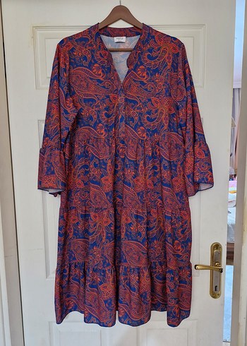 Koyu Mavi Bohem Uzun Kollu Uzun Elbise - Görsel 4