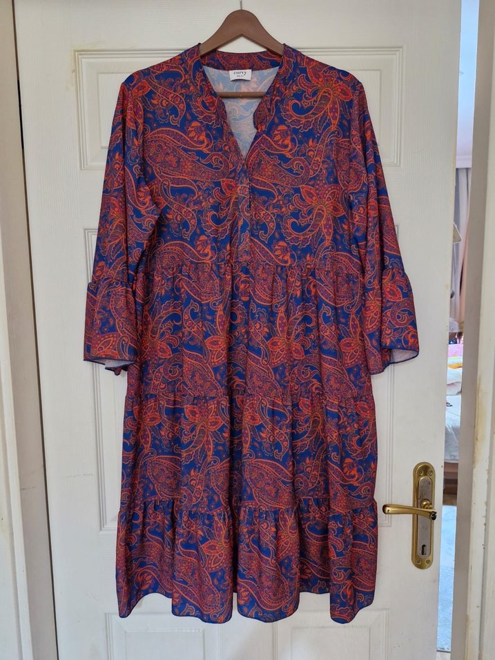 Koyu Mavi Bohem Uzun Kollu Uzun Elbise - Görsel 4