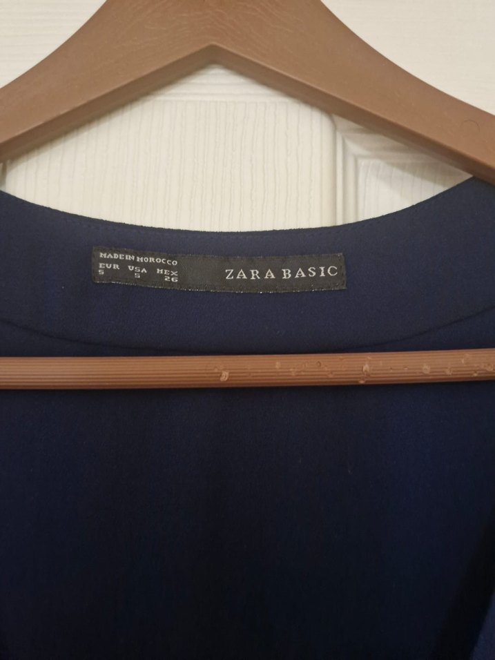 Lacivert Midi V Yakalı Kemerli Elbise - Görsel 3