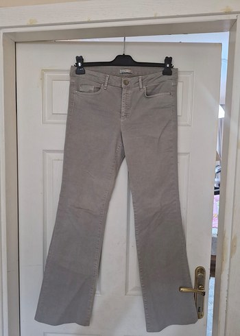 Gri Düğmeli Rahat Kadın Kot Pantolon - Görsel 2