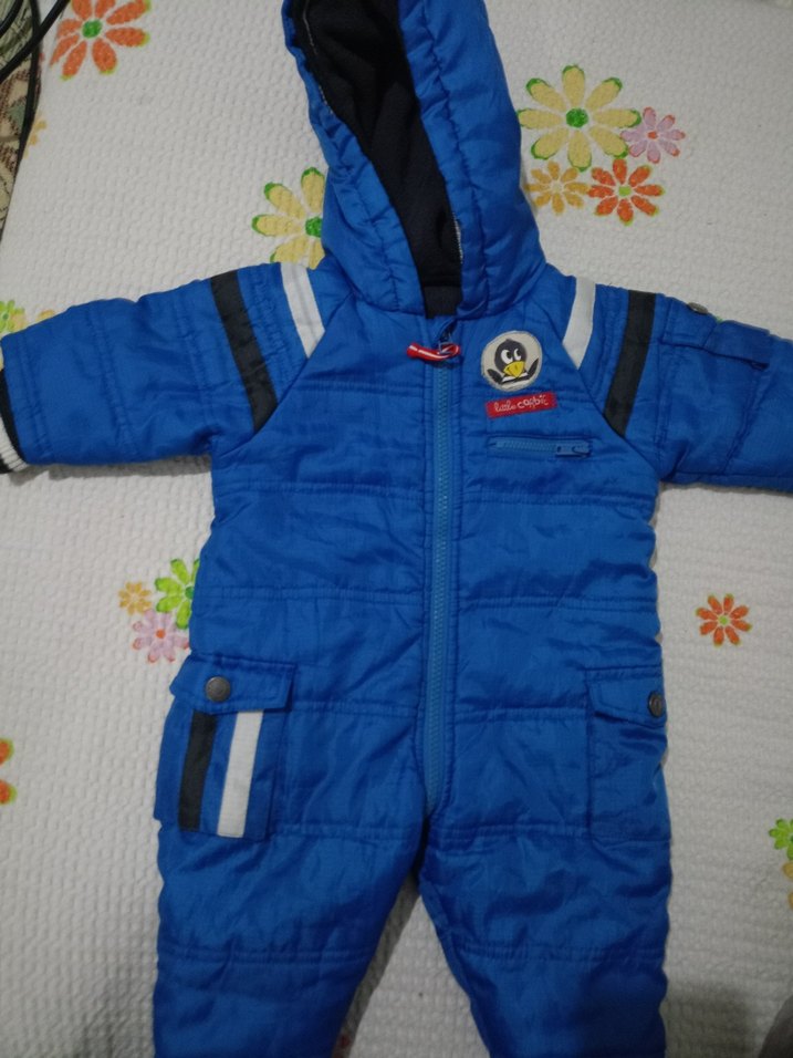 Fermuarlı Koyu Mavi Erkek Bebek Tulum mont - Görsel 3