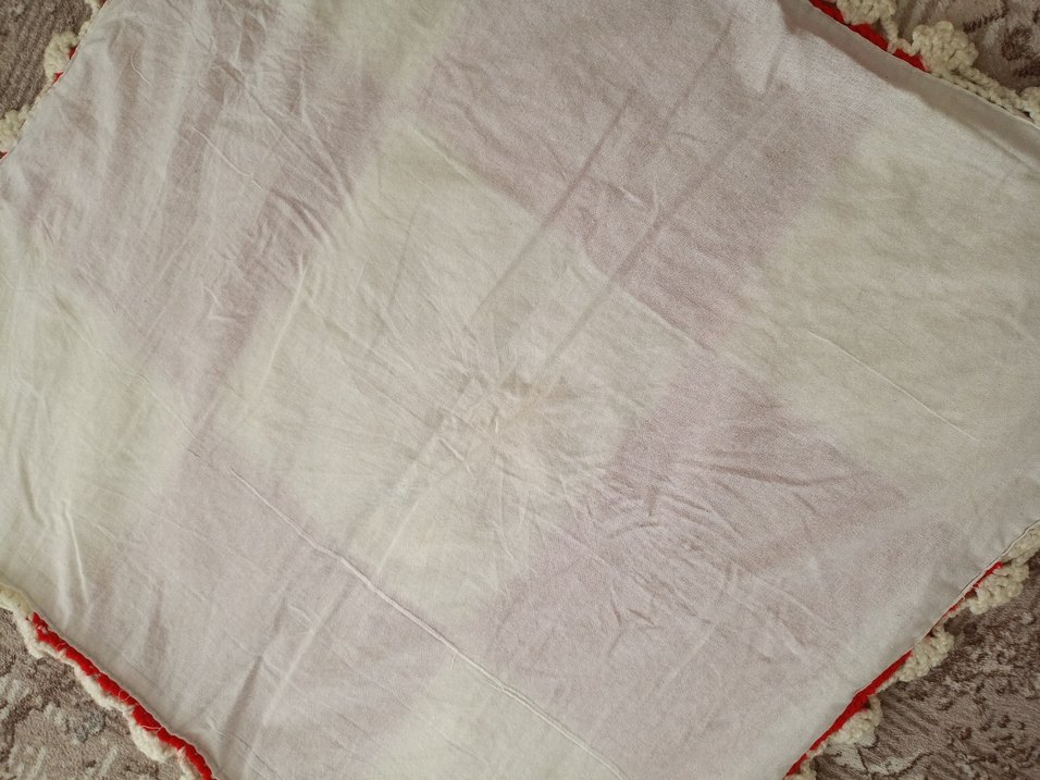 Kırmızı Beyaz Örgü Bebek Battaniyesi - Görsel 2