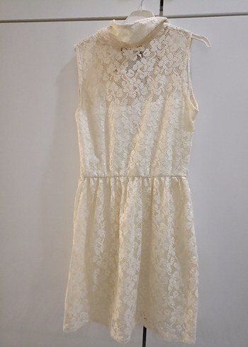 Dantel Detaylı Bej Bohem Midi Elbise - Görsel 6