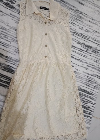 Dantel Detaylı Bej Bohem Midi Elbise - Görsel 2