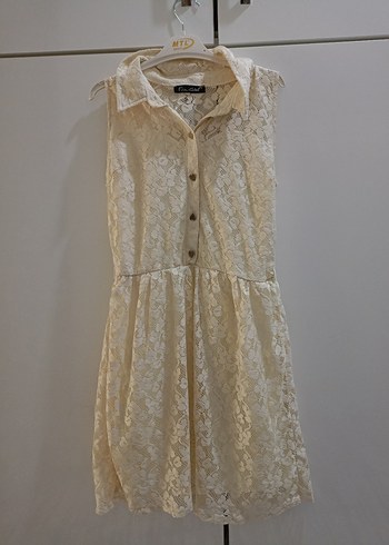 Dantel Detaylı Bej Bohem Midi Elbise - Görsel 4